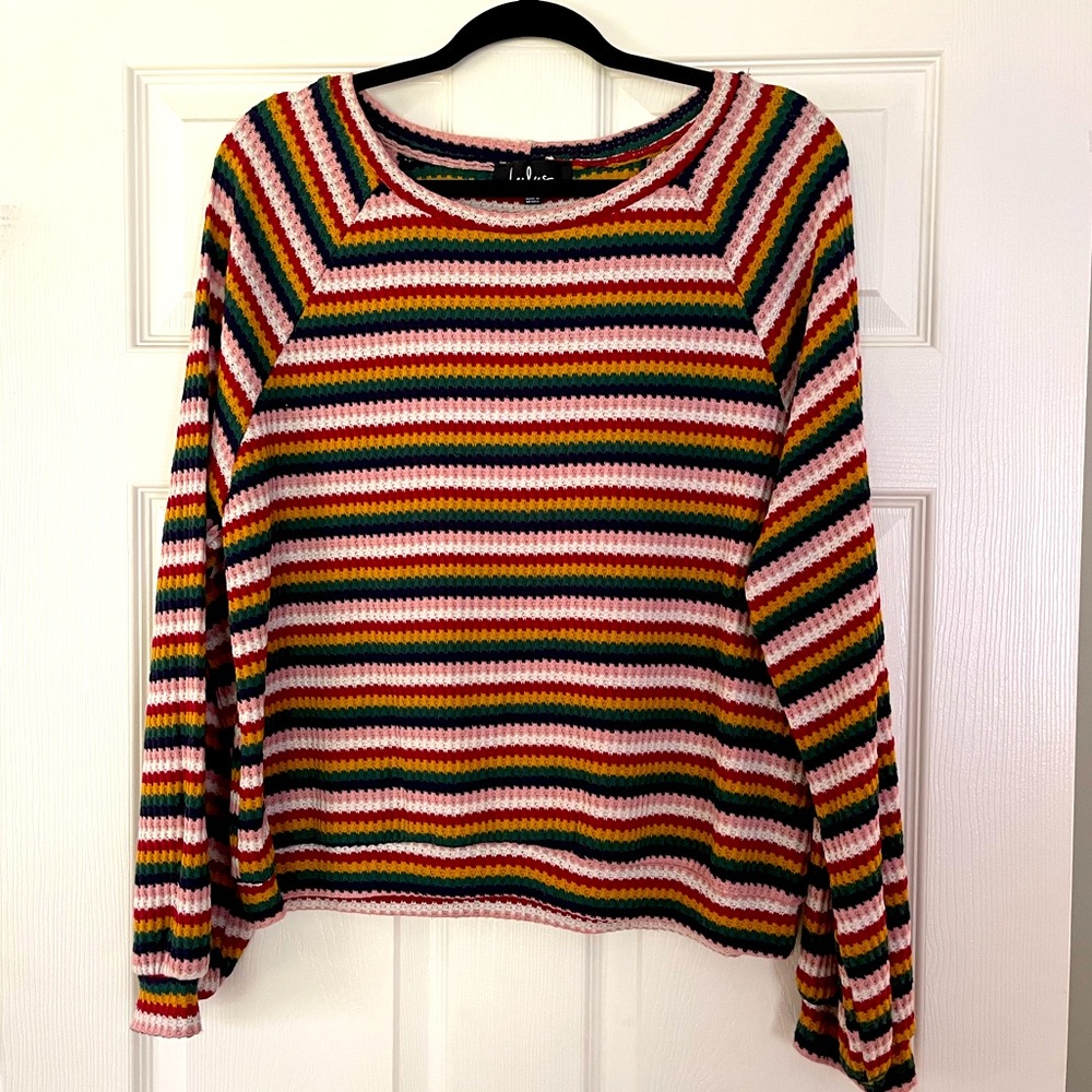 Lulu's Multicolor Striped Long Sleeve Top